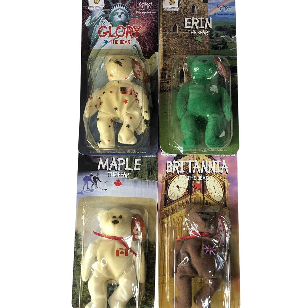 Ty McDonald's RMHC Teenie Beanie Baby GLORY, ERIN, MAPLE & BRITANNIA Retired New